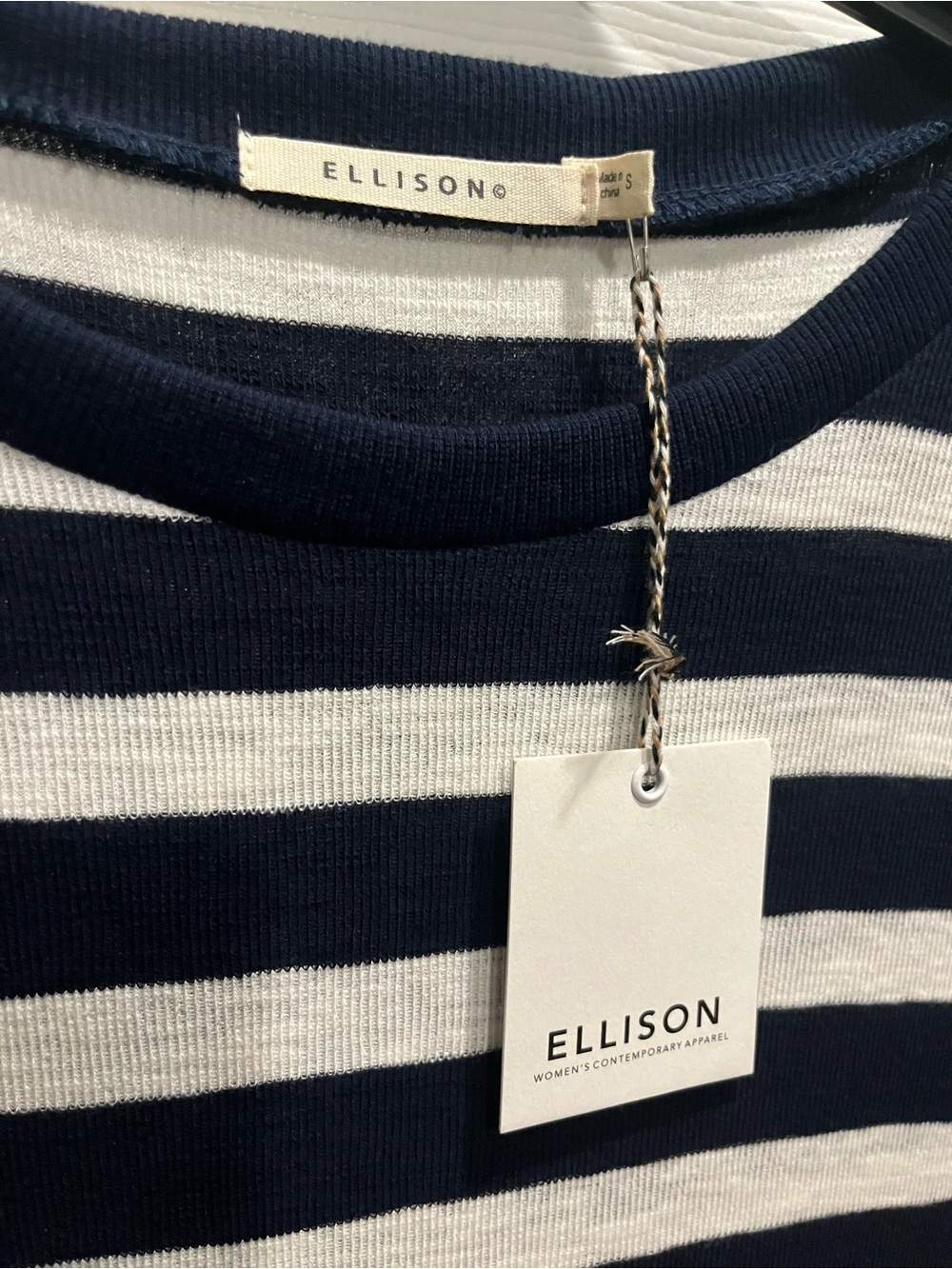 Ellison Navy and White Striped Midi Dress